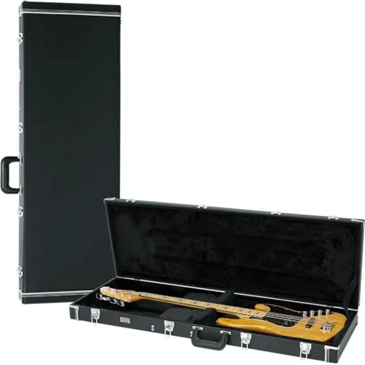 Gator Deluxe Case Bass, Koffer für Bassgitarren aus Sperrholz, außen Kunstleder, schwarz, 122,56 cm x 41,91 cm x 11,43 cm, 6,52 kg – Bild 1