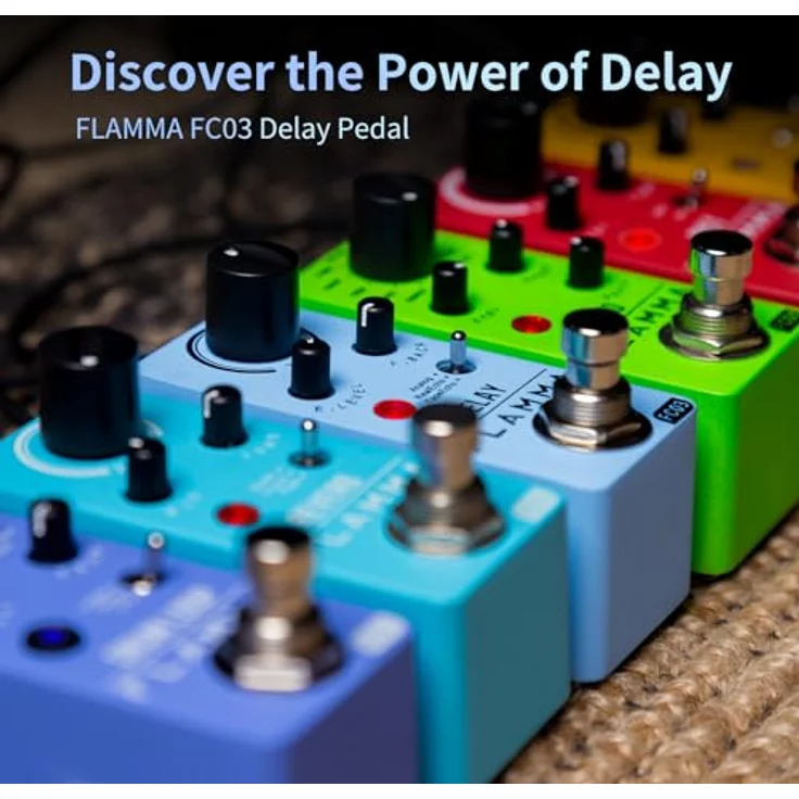 Flamma FC03 Delay, Delay-Pedal mit 3 Delay-Typen: Analog, Real Echo, Tape Echo, True-Bypass, 5ms-600ms Delay Time – Bild 2