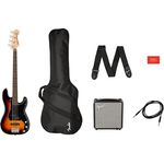 Squier by Fender Affinity Series Precision Bass PJ Pack, 3 Color Sunburst mit Rumble 15 Amp, Gigbag und Gurt