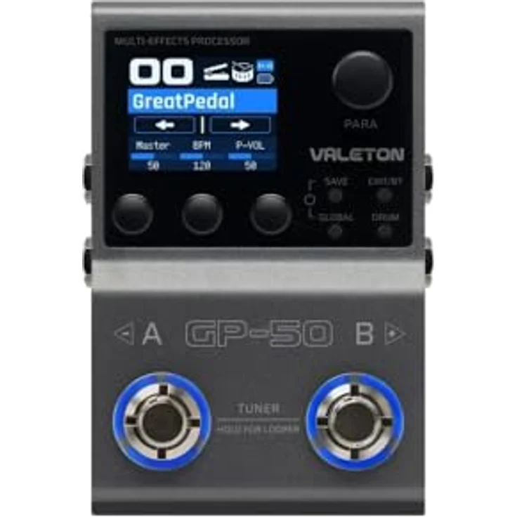 Valeton GP-50, Multieffekt-Gitarrenpedal mit Verstärkermodellen, Cab Sims, Looper, Tuner und USB-Audio-Schnittstelle – Bild 1