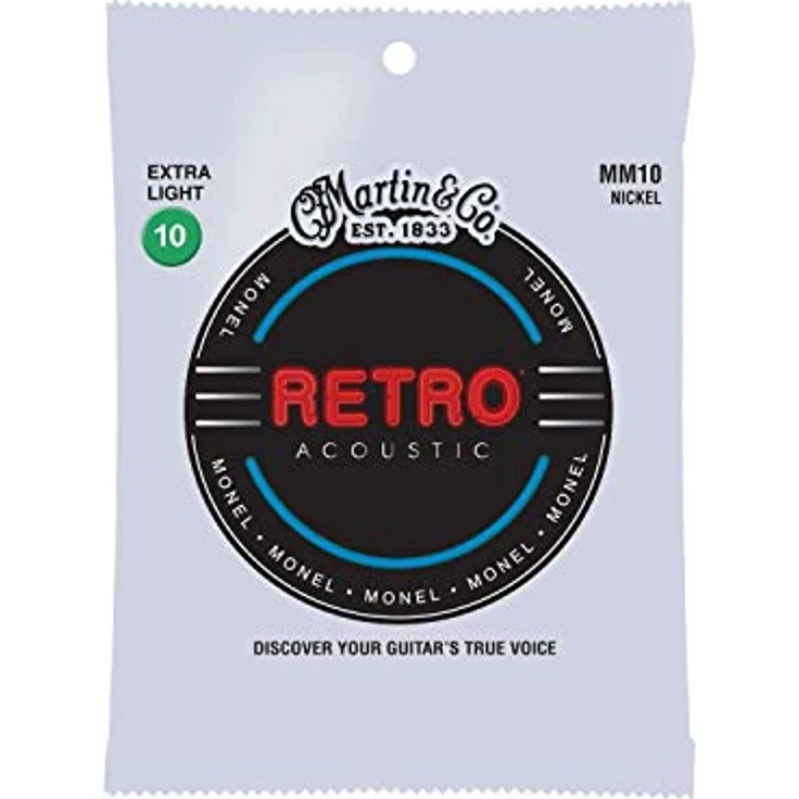 Martin Retro Acoustic Saiten für Akustikgitarre, Monel Nickel/Kupfer-Legierung, Extra Light 10-47 (MM10X) – Bild 1