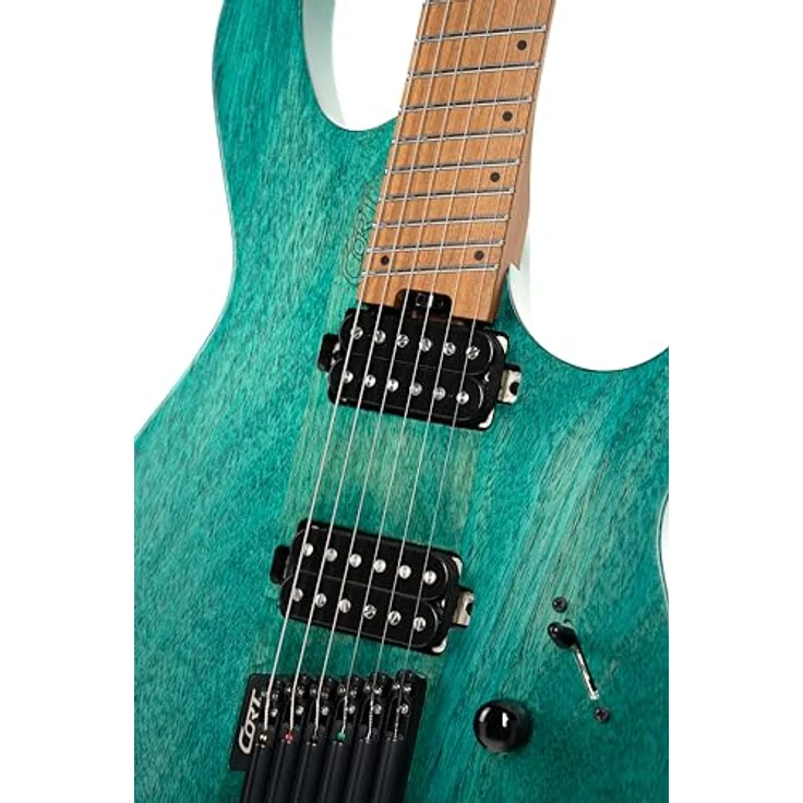 Cort Space G6MS SGTQ, 6-saitige Headless Multiscale E-Gitarre, Okoume Korpus, Turquoise Semi Gloss, mit 2 Cort Voiced Tone VTH-77 Humbuckern und Gigbag – Bild 7