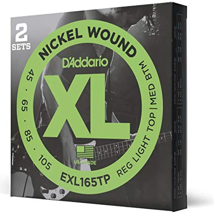 D'Addario EXL165TP Nickelumwickelte Bassgitarrensaiten, Custom Light, 45-105, 2 Sets, Long Scale, für E-Bass – Bild 1