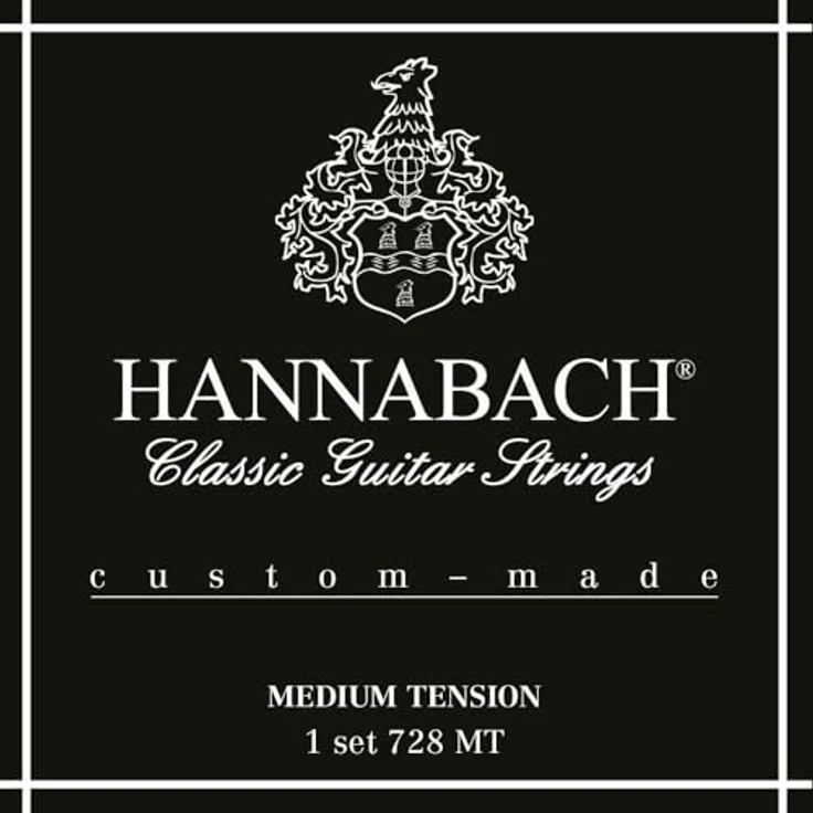 Hannabach Klassikgitarrensaiten Serie 728 Medium Tension Custom Made, exzellente Bass-Saiten mit präzisionsrunden Nylon Diskant-Saiten – Bild 1
