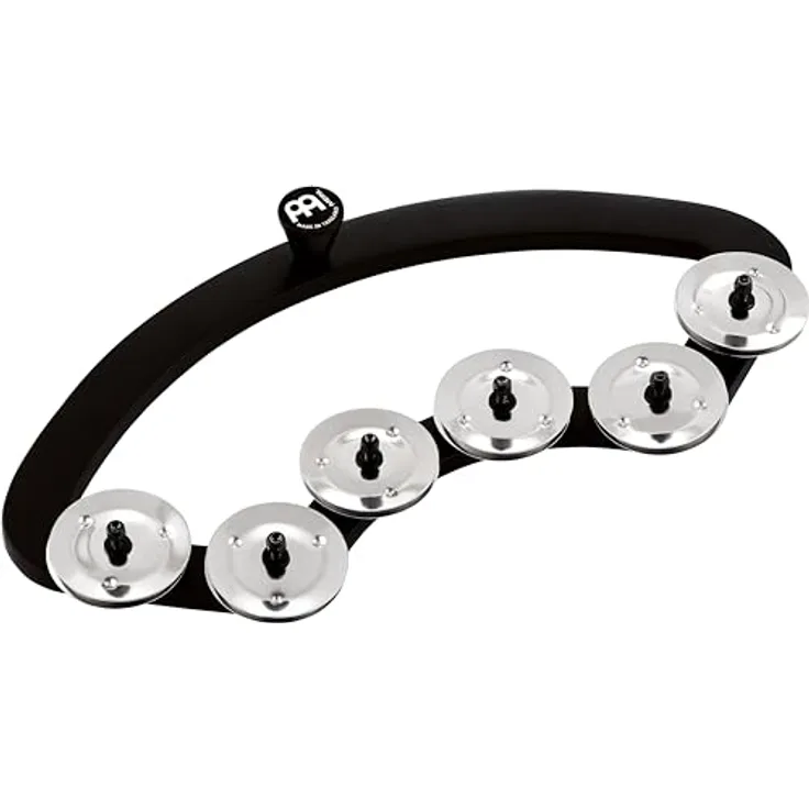 Meinl BBTA2-BK Backbeat Tambourine, montierbar an 13"-14" Kessel, 6 Paar Edelstahl-Schellen, schwarz