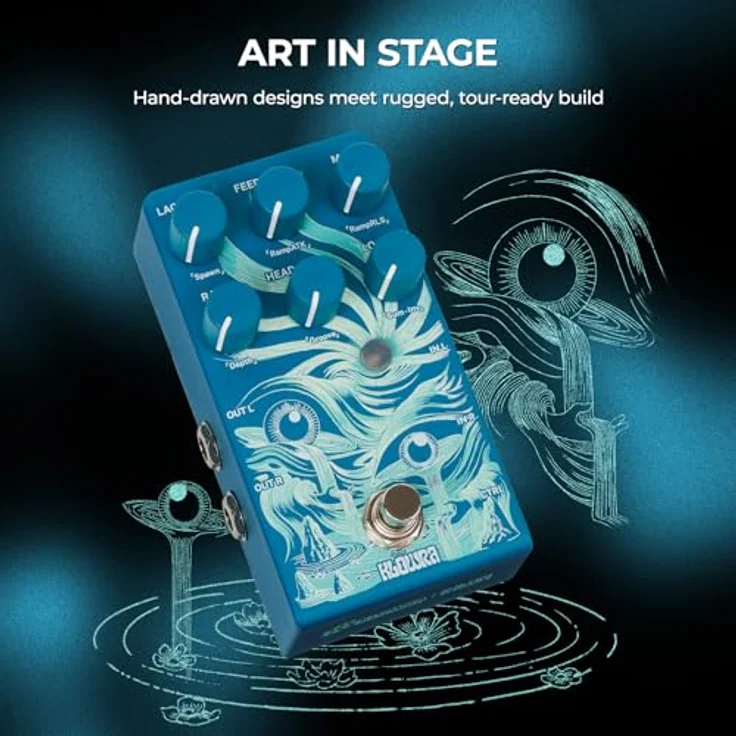 Klowra Rilium Stereo Delay, Multi-Head Delay-Pedal für E-Gitarre mit Tap Tempo und 24-Bit Audioqualität – Bild 7