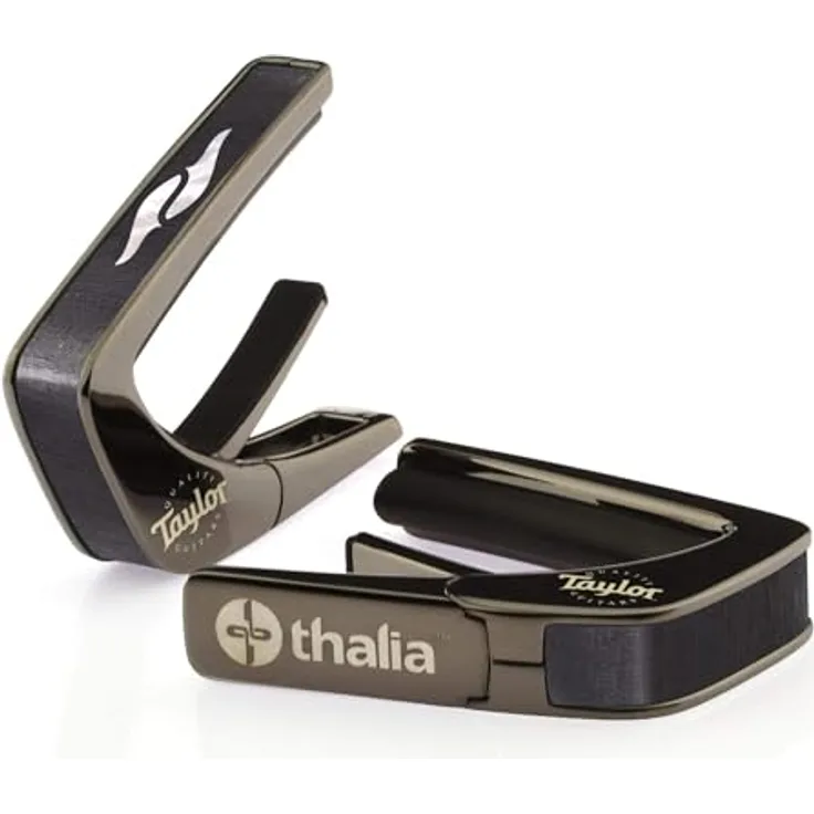 Thalia Capo Taylor by Thalia 800 Serie, Kapodaster mit Black Chrome Finish, einstellbaren Fretpads für akustische und elektrische Gitarren, Ein-Hand-Bedienung