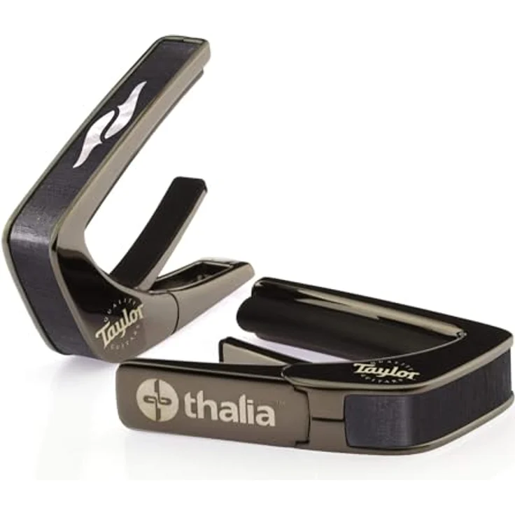 Thalia Capo Taylor by Thalia 800 Serie, Kapodaster mit Black Chrome Finish, einstellbaren Fretpads für akustische und elektrische Gitarren, Ein-Hand-Bedienung – Bild 1