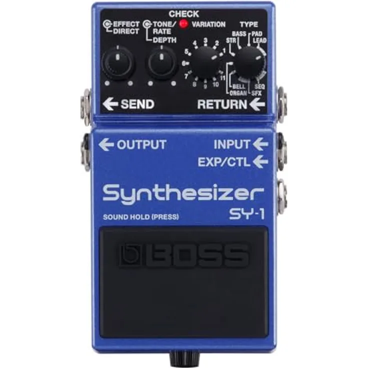 BOSS SY-1 Synthesizer Gitarrenpedal, 121 reaktionsstarke Sounds, Plug-and-Play ohne Latenz, robuste Konstruktion