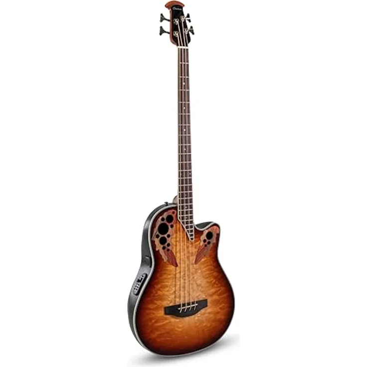 Ovation Celebrity Elite CEB44X-7C-G, Mid-Depth Akustikbass mit Wölkchenahorn-Decke und Ovation Slimline Tonabnehmer, Cognac Burst