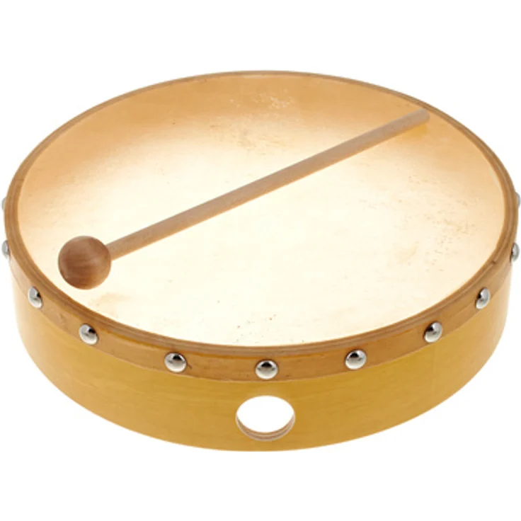 Sonor CGHD10N Hand Drum, Naturfell, genagelt, mit Schlägel, Durchmesser 25 cm, Höhe 5,5 cm – Bild 1