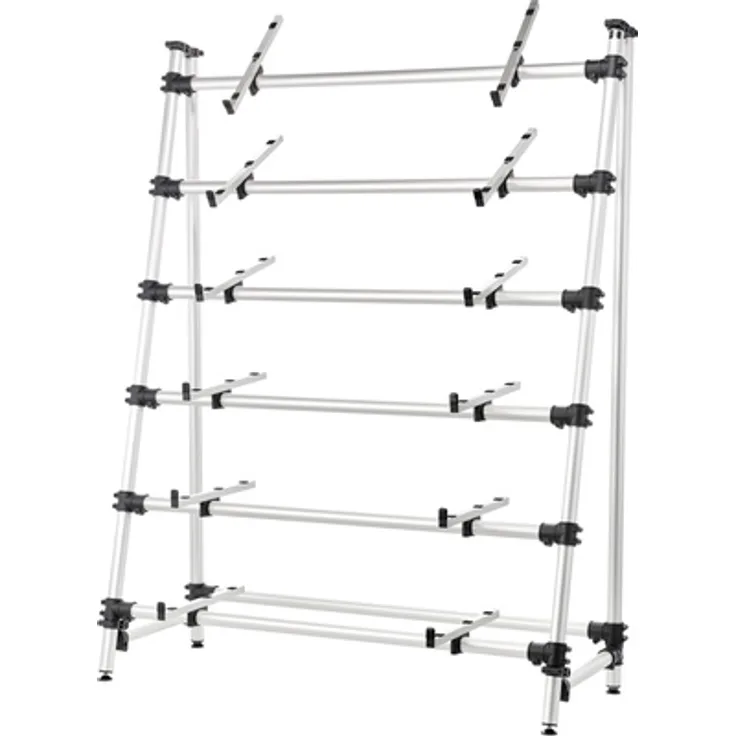 Jaspers 6D-120S, Keyboardständer aus silberfarbenem Aluminium für 6 Keyboards, höhenverstellbar und neigbar, made in Germany