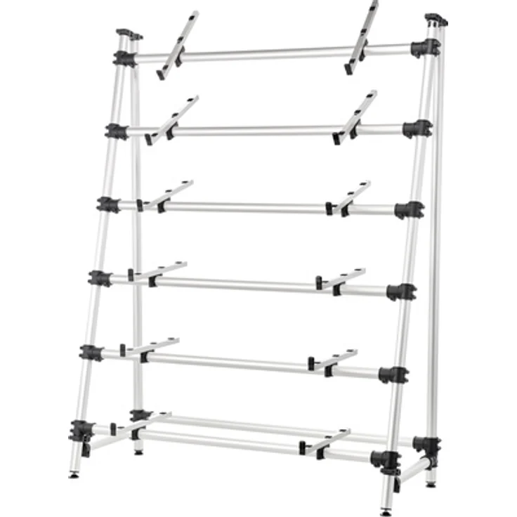 Jaspers 6D-120S, Keyboardständer aus silberfarbenem Aluminium für 6 Keyboards, höhenverstellbar und neigbar, made in Germany