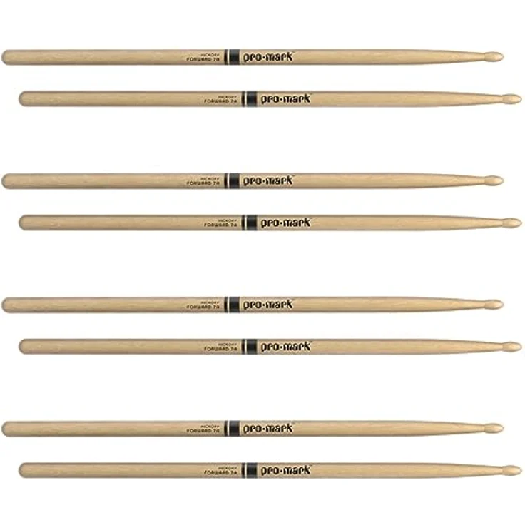 Pro Mark 7A Classic Forward H.4pcs Pack, Hickory Drumsticks mit ovaler Spitze, 39,05 cm Länge, 1,3 cm Durchmesser, Forward Balance – Bild 2