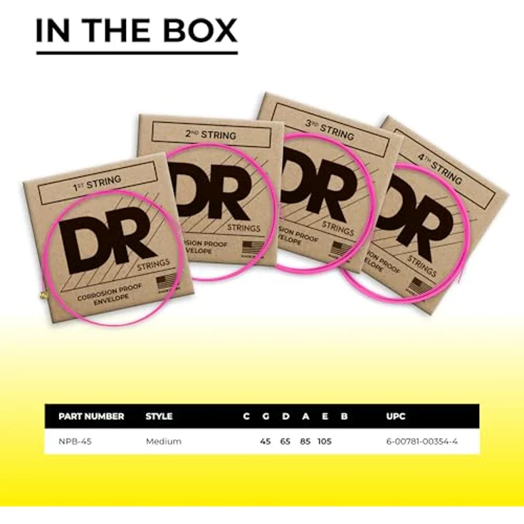 DR Strings Neon Pink NPB-45, E-Bass Saiten Satz aus nickelbeschichtetem Stahl, Neon Pink, Stärken 045-065-085 – Bild 5