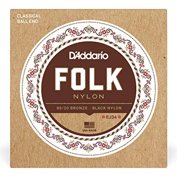D'Addario EJ34 Folk Nylonsaiten für Konzert- und Akustikgitarre, Ball End, Saitenstärken 0280-0450 – Bild 2