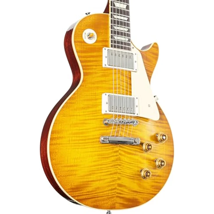 Gibson Les Paul 59 Dirty Lemon VOS, E-Gitarre mit geflammter Ahorn-Decke, massiven Mahagoni-Korpus und Custombucker AlNiCo III, Farbe: Dirty Lemon – Bild 6