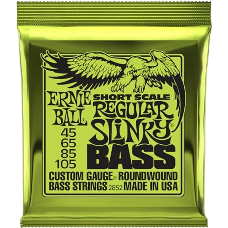 Ernie Ball 2852 Regular Slinky Short, 4-Saiter E-Bass Saiten Set für Shortscale, Nickel Wound, Stärke: .045 - .065 - .085 - .105 – Bild 1