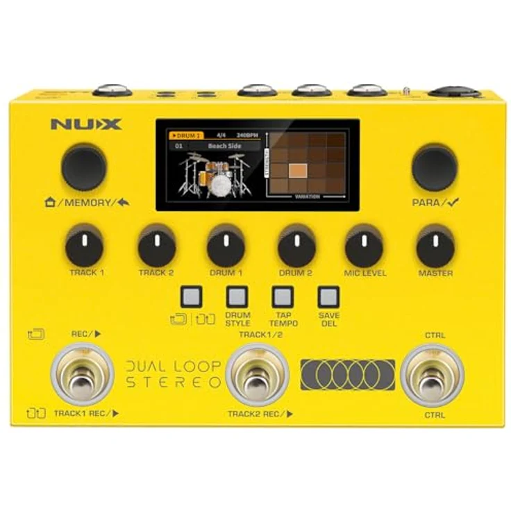 Nux Dual Loop Stereo, Looper Pedal mit 90 Minuten Stereo-Aufnahmezeit, Drum Machine und MIDI In/Out – Bild 3