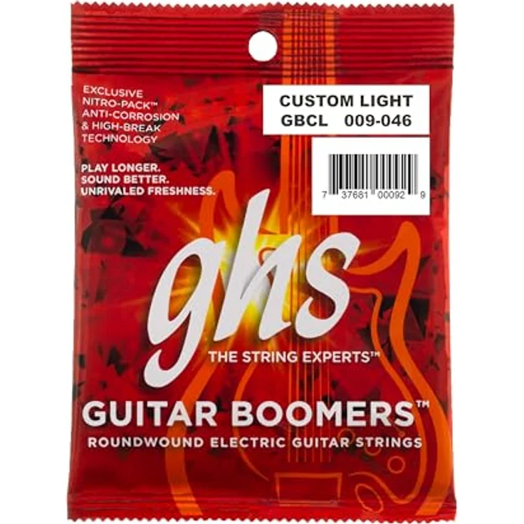 GHS GBCL-Boomers, E-Gitarren Saiten Set, Nickel Roundwound, Roundcore, Stärke 009-046w, heller langlebiger Ton – Bild 1