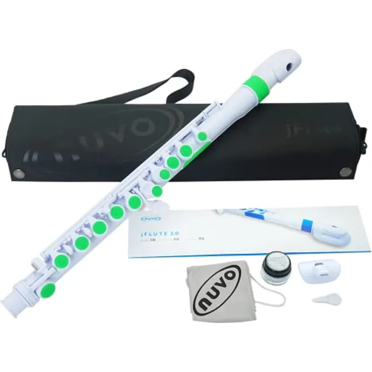 Nuvo jFlute 2.0, Querflöte mit Donut Kopfstück, 100% wasserfest, weiß-grün