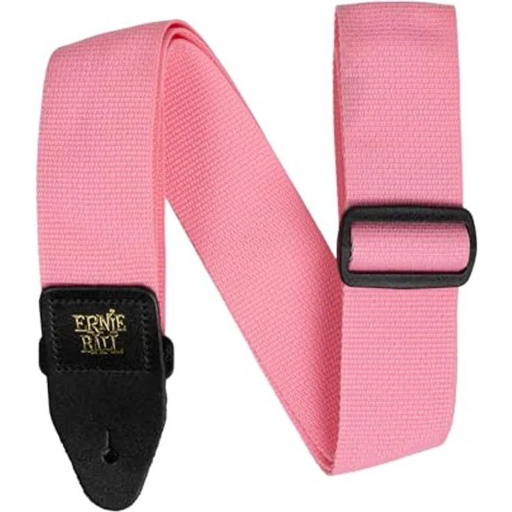 Ernie Ball Polypro Strap Pink Sunrise, Gitarrengurt aus Polypropylen, Länge 104-182 cm, Breite 5 cm, schwarze Lederenden mit goldfarbenem Logo – Bild 2