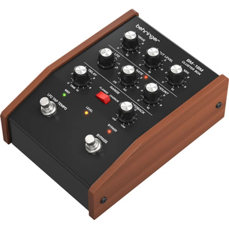 Behringer BM-18M Cluster Box, Effektpedal für E-Gitarre mit Chorus-, Flanger- und Vibrato-Effekten, MIDI- und USB-C-Anschluss