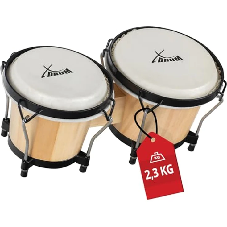 XDrum PERC Bongos Club, 2 Trommeln mit 6" und 7", stimmbaren Naturfellen, Holz in Weinrot – Bild 1