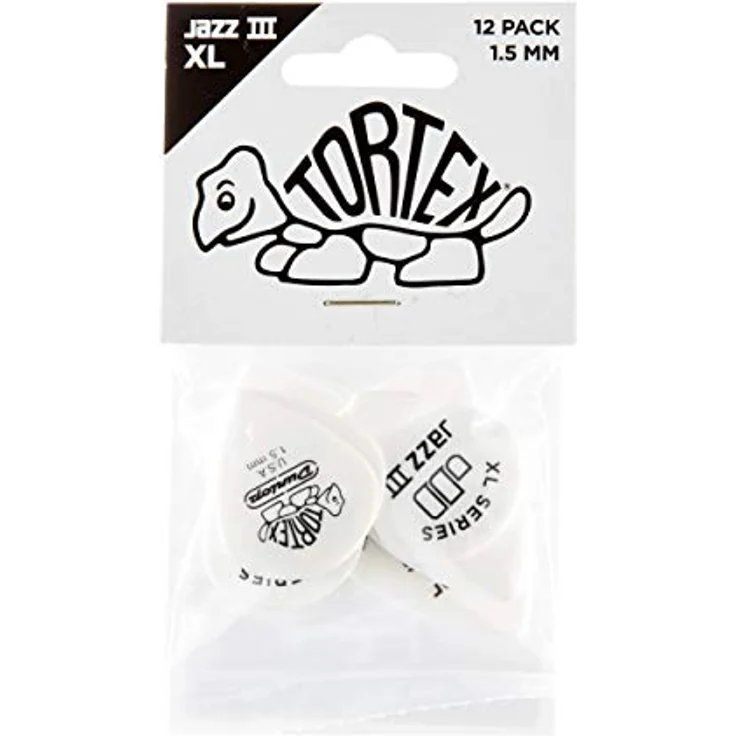 Jim Dunlop Tortex Jazz III XL Plektrum, 1,50mm, 12 Stück mit aggressiver Tortexkante und klarem Klang – Bild 4