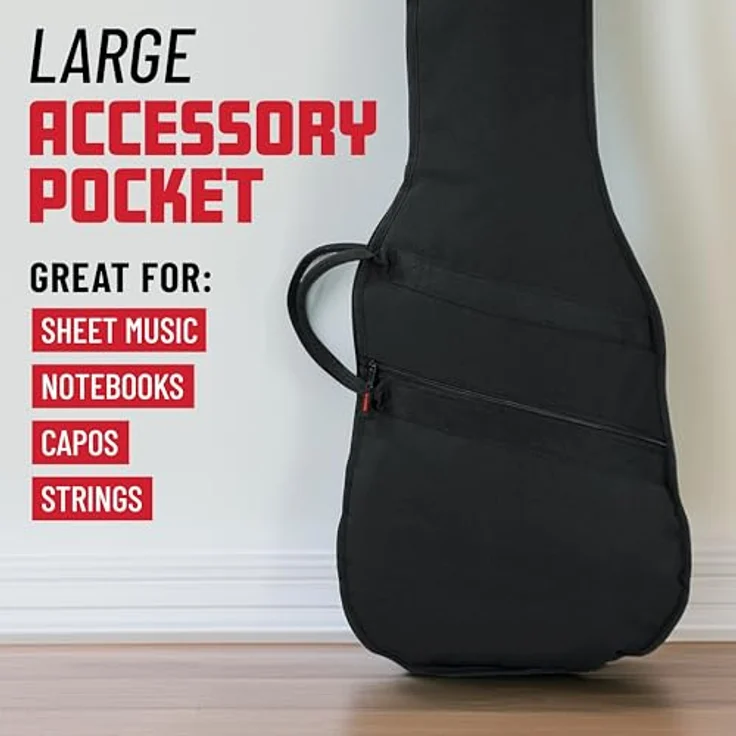 Gator Bass Guitar Gigbag, verstärkt mit 10 mm Schaumstoffpolsterung, geräumige Außentasche, Innenmaße: 1194 mm x 381 mm x 89 mm – Bild 3