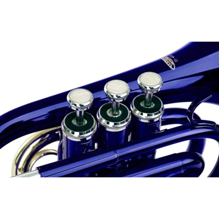 Classic Cantabile Brass TT-400 Bb-Taschentrompete, Messing mit Schallbecher Durchmesser 93 mm und Bohrung 11,8 mm, inkl. Leichtkoffer, Mundstück, Putztuch, Handschuhe, blau – Bild 3