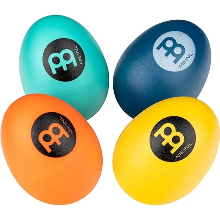 Meinl Percussion Egg Shaker Set, 4 Lautstärken (Weich - Türkis, Medium - Dunkelblau, Laut - Gelb, Extra Laut - Orange), Musikinstrument aus Kunststoff, Mehrfarbig (ES-SET-2)