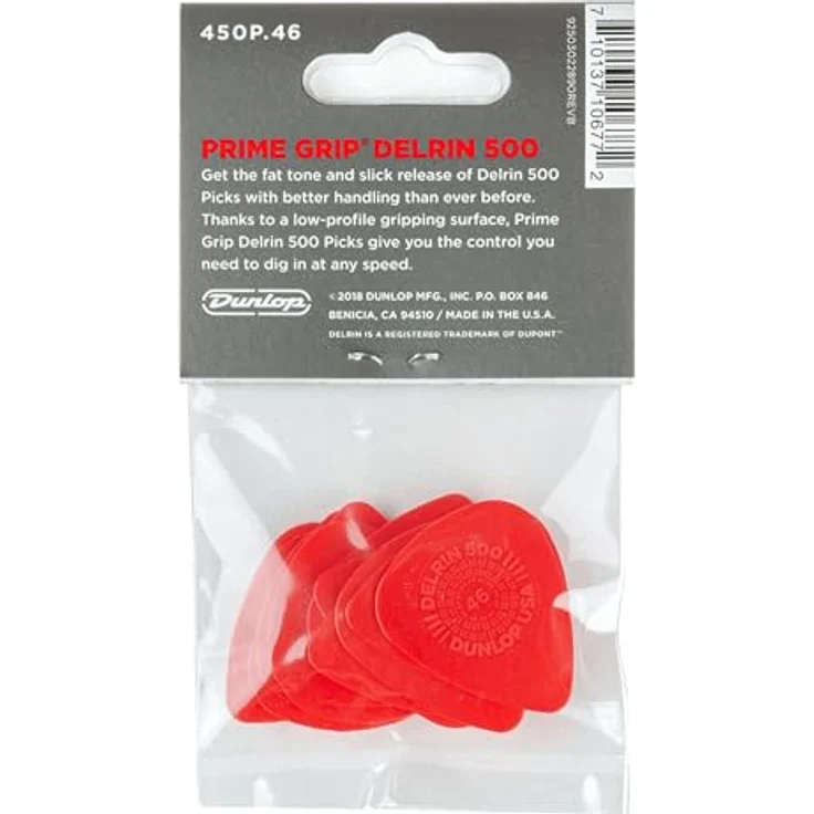 Jim Dunlop Plektrum Delrin 500 Prime Grip, 0,46mm, 12 Stück, schwarz – Bild 2