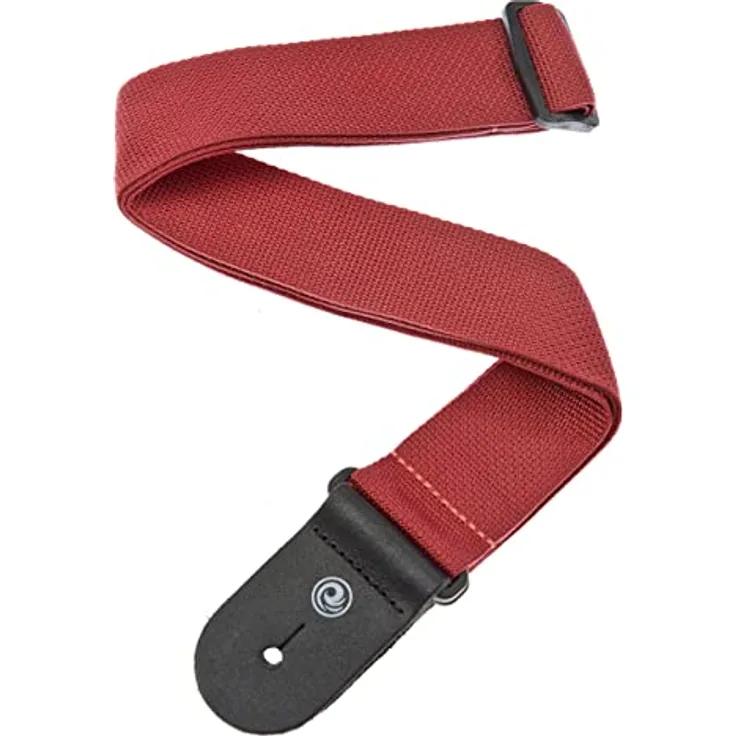 Daddario PWS101WR Gitarrengurt aus hochwertigem Nylon, 50 mm breit, mit Lederenden, verstellbar von 89 cm bis 152 cm, Farbe: Weinrot