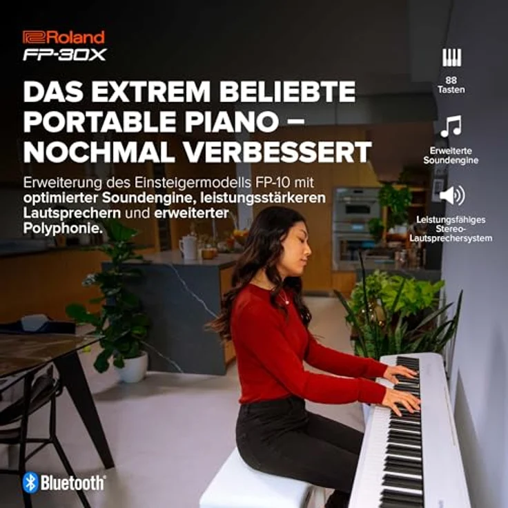 Roland FP-30X, portables Stage-Piano mit SuperNATURAL Soundengine, 88 Tasten, weiß – Bild 3