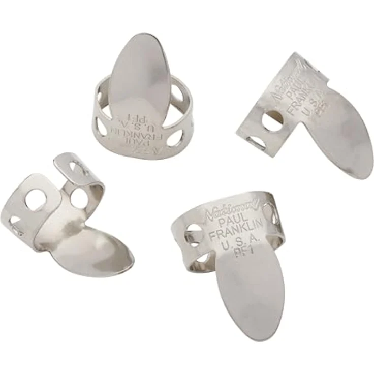 Daddario NP2-04PF Franklin Fingerpicks, 4er Set aus vernickeltem Messing, formbar für besseren Spielkomfort – Bild 2