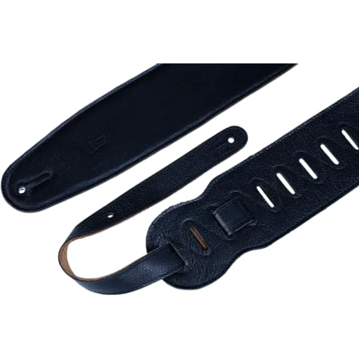 Levys Garment Leather Bass Strap BK, gepolsterter Gitarrengurt aus Bekleidungsleder mit Wildleder Innenseite, verstellbar von 91 cm bis 132 cm, schwarz – Bild 2