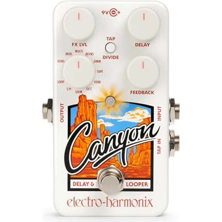 Electro Harmonix Canyon Delay & Looper, Effektpedal mit 10 Delay-Modi, 3 Sekunden Verzögerungszeit und Tap Tempo