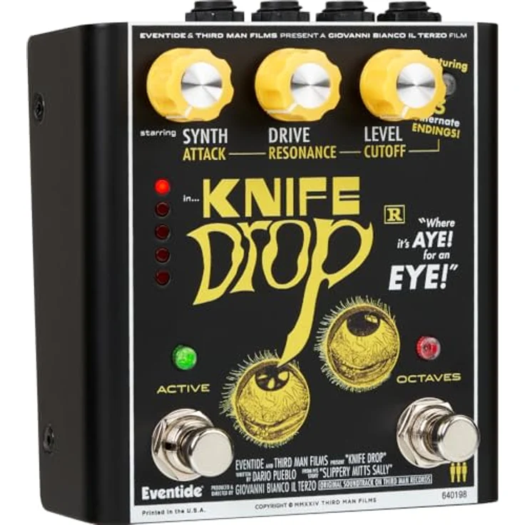 Eventide Knife Drop Fuzz, Overdrive-Pedal mit monophonem Analog-Synthesizer, einstellbarem Attack und Resonanz, Maße 10,8x10,2x4,3 cm, Gewicht 0,48 kg – Bild 2