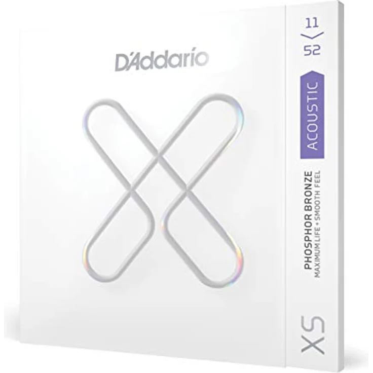 D'Addario XS Akustikgitarrensaiten, Phosphorbronze, Custom Light, 11-52, verbesserte Stimmstabilität und langlebige Beschichtung – Bild 1