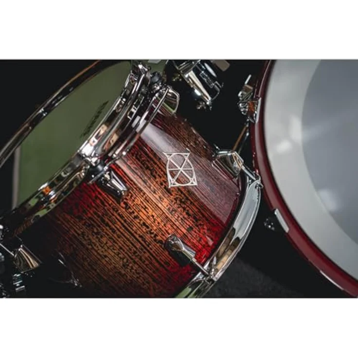 Dixon Artisan Walnut Maple Set RF, 3-teiliges Schlagzeugset mit 22'' Bass Drum, 12'' Tom und 16'' Stand Tom, Red Forrest Finish – Bild 4