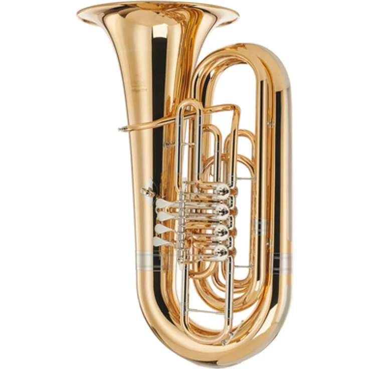Miraphone 494 Hagen GM Bb-Tuba, 3/4 Größe mit 4 Zylinderventilen, Goldmessing und Klarlack, inkl. TU19 Mundstück