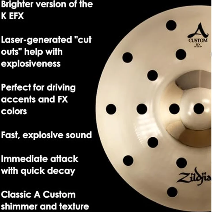 Zildjian 10" A-Custom EFX Splash, Brillant Becken mit schneller Ansprache und kurzem Sustain für trashy Akzente – Bild 4