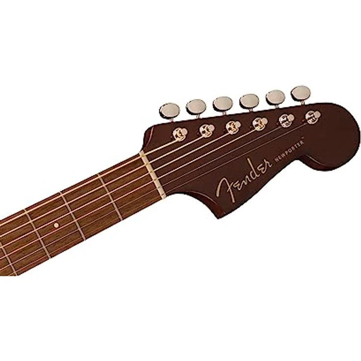 Fender Newporter Player Acoustic Guitar, elektromagnetische Akustikgitarre mit Walnussgriffbrett, goldener Pickguard, Sunburst-Finish – Bild 3