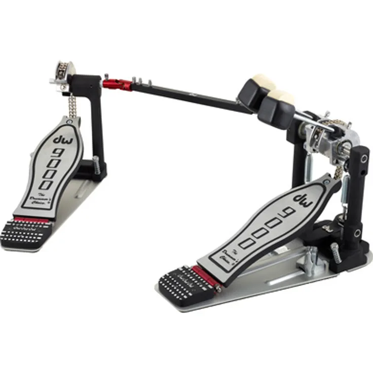 DW 9002 Double Pedal, Doppel Bass Drum Fußmaschine mit kugelgelagertem Deltascharnier und freischwingender Federaufhängung