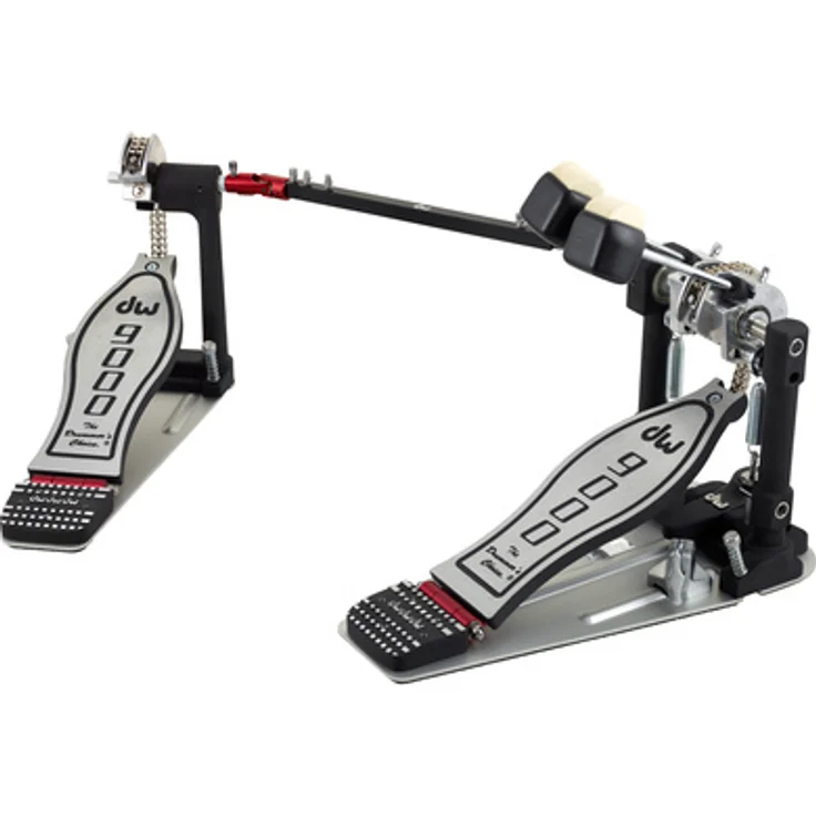 DW 9002 Double Pedal, Doppel Bass Drum Fußmaschine mit kugelgelagertem Deltascharnier und freischwingender Federaufhängung