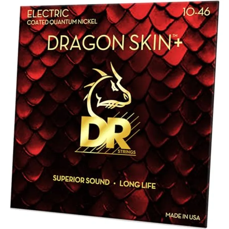 DR Strings Dragon Skin+ DEQ-10 Coated, E-Gitarrensatz Medium, Quantum-Nickel mit überragendem Ton und langer Lebensdauer