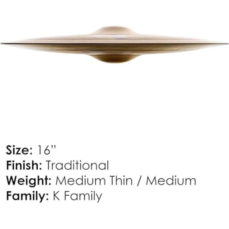 Zildjian K Zildjian Series 16 Zoll Light Hi-Hat Cymbals, Paar mit mittlerem dünnem und mittlerem Gewicht, dunkler Ton – Bild 2