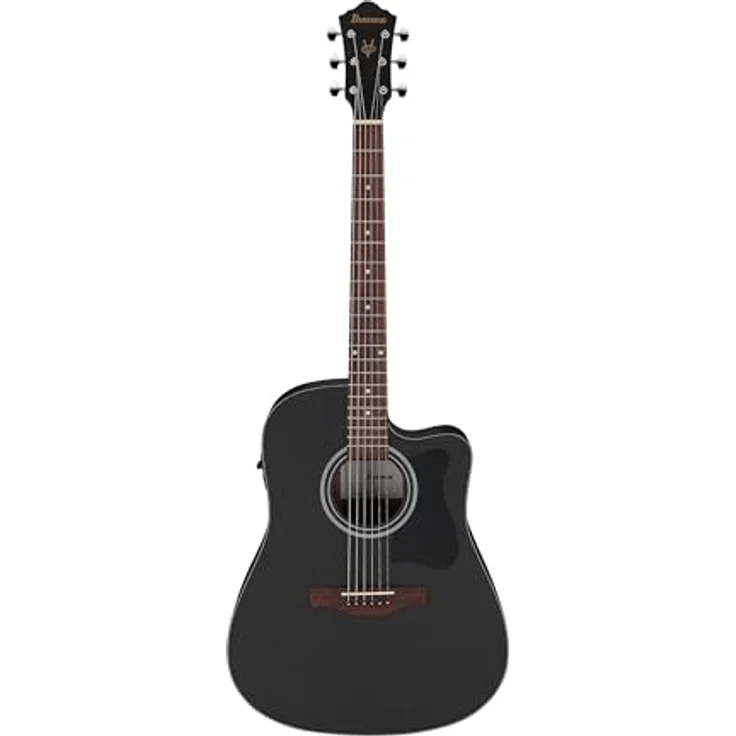 Ibanez V Akustikgitarre 6-String, Weathered Black Open Pore, Meranti-Deck, Nandu-Holztastatur, Ibanez AEQ-2T Vorverstärker mit Tuner – Bild 2