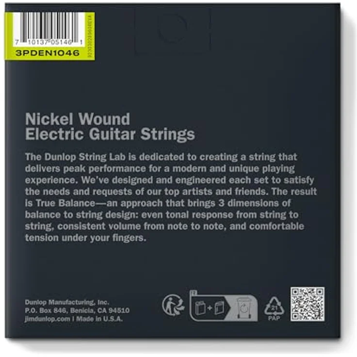 Dunlop Nickel Electric Set 10-46, 3er Pack Gitarrensaiten für E-Gitarre, vernickelter Stahl, Made in USA – Bild 2